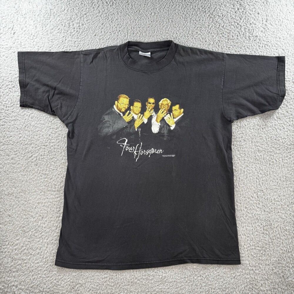 Vintage 4 Horsemen Shirt Mens XL Black WCW Wrestling Graphic Tee Ric Flair 90s